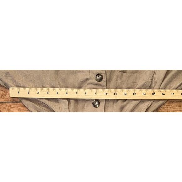 NWT She + Sky Short Sleeve Button Down Belted Taupe Jumpsuit Small - Picture 2 of 6